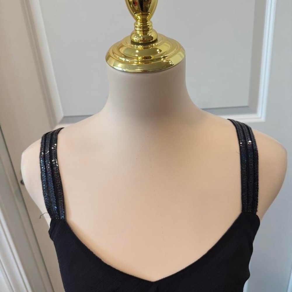 Y2K‎ NWT Mile Gabrielle Navy Midi Dress Sequin Straps Flowy Skirt Size 16 - Picture 6 of 7